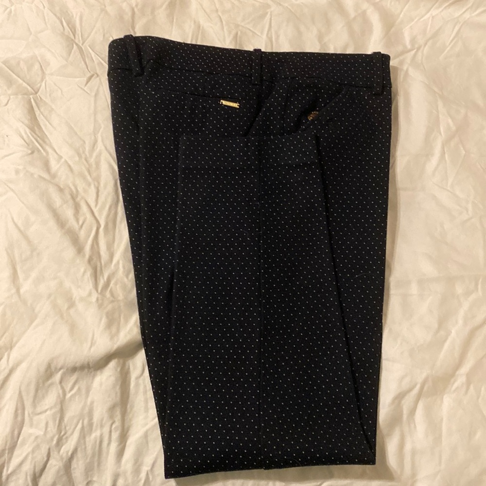 Anne Klein navy blue with white dots slacks